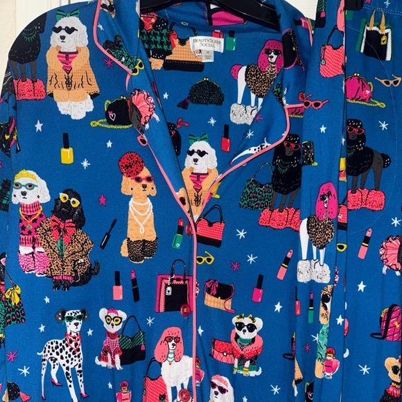 Beauty Sleep Social Blue Pajamas with Fun Dog Print - Picture 2 of 5